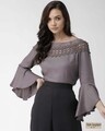 Shop Women Charcoal Grey Solid Top-Front