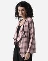 Shop Women's Dusty Pink & Black Checked Waterfall Shrug-Design
