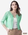 Shop Women Green Lace Open Front Shrug-Front