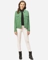 Shop Women Green Slim Fit Solid Lightweight Shacket