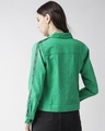 Shop Women Green Solid Denim Jacket-Design