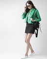 Shop Women Green Solid Denim Jacket-Full