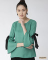 Shop Women Green Solid Top-Front