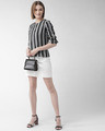 Shop Women's Grey & Black Striped Top-Full