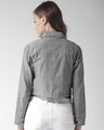 Shop Women's Grey Chambray Regular Fit Solid Casual Crop Jacket-Design