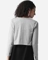 Shop Women Grey Melange Solid Crop Button Shrug-Full