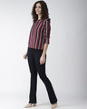 Shop Women Maroon & Navy Blue Striped Top-Full