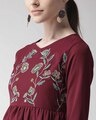 Shop Women's Maroon Embroidered A Line Top