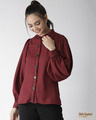 Shop Women Maroon New Fit Solid Casual Shirt-Front