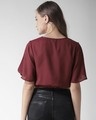 Shop Women's Maroon Solid Crop Blouson Top-Design