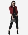 Shop Women's Maroon Solid Cropped Open Front Shrug-Full