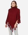 Shop Women Maroon Solid Poncho-Front