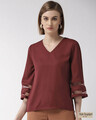 Shop Women Maroon Solid Regular Top-Front