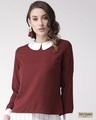 Shop Women Maroon Solid Regular Top-Front