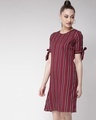 Shop Women Maroon Striped A Line Dress-Design