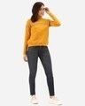 Shop Women's Mustard Yellow & Grey Solid Sweatshirt With Striped Detail-Full