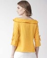 Shop Women Mustard Yellow & White Polk Dot Print Bardot Top-Design
