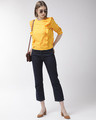 Shop Women Mustard Yellow Lace Detail Blouson Top-Full