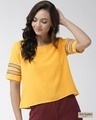 Shop Women's Mustard Yellow Solid Boxy Top-Front