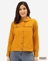 Shop Women Mustard Yellow Solid Denim Jacket-Front