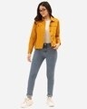Shop Women Mustard Yellow Solid Denim Jacket-Full