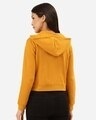 Shop Women's Mustard Yellow Solid Hooded Crop Sweatshirt-Design