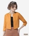 Shop Women's Mustard Yellow Solid Open Front Shrug-Front