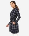 Shop Women Navy Blue & Off White Checked Longline Tailored Jacket-Design
