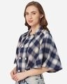 Shop Women's Navy Blue And White Checked Cape Jacket-Design