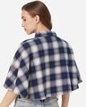 Shop Women's Navy Blue And White Checked Cape Jacket-Full