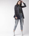 Shop Women's Navy Blue Checked Tailored Jacket-Full