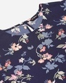 Shop Women Navy Blue & Pink Floral Print Regular Top