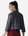 Shop Women's Navy Blue Solid Chambray Open Front Shrug-Full