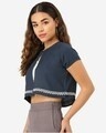 Shop Women's Navy Blue Solid Crop Button Shrug-Design