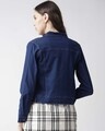 Shop Women's Navy Blue Solid Denim Jacket-Design