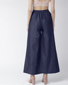 Shop Women Navy Blue Solid High Rise Chambray Palazzos-Full