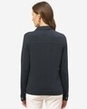 Shop Women Navy Blue Solid Slim Fit Lightweight Shacket-Full