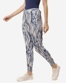 Shop Women Navy Blue & White Relaxed Slim Fit Dyed Joggers-Design