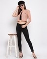 Shop Women's Nude Coloured Self Design Open Front Cropped Shrug-Full