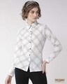 Shop Women Off White & Black Classic Regular Fit Checked Casual Shirt-Front