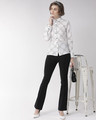 Shop Women Off White & Black Classic Regular Fit Checked Casual Shirt