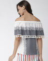 Shop Women's Off White & Grey Colourblocked Layered Bardot Top-Design