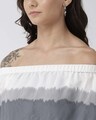 Shop Women's Off White & Grey Colourblocked Layered Bardot Top