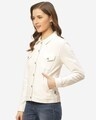 Shop Women Off White Solid Slim Fit Lightweight Shacket-Design