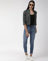 Shop Women's Olive Green & Navy Blue Checked Lightweight Tailored Jacket-Full