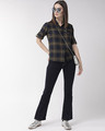 Shop Women Olive Green & Navy Blue Regular Fit Checked Casual Shirt-Full
