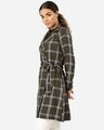 Shop Women Olive Green & Off White Checked Longline Tailored Jacket-Design