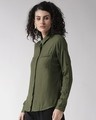 Shop Women Olive Green Regular Fit Solid Casual Shirt-Design