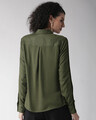 Shop Women Olive Green Regular Fit Solid Casual Shirt-Full