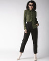Shop Women Olive Green Regular Fit Solid Casual Shirt